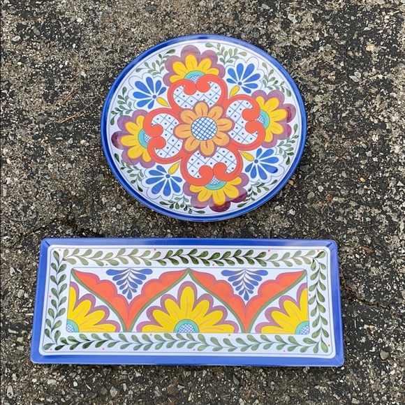 2 CERTIFIED NANCY GREEN SERAPE Rectangle Platter - Picture 1 of 5